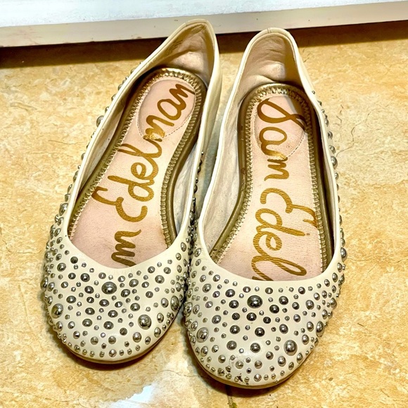 sam edelman Faris Ballet Flats Women Size 6M Beige/cream  Leather Slip On - Picture 1 of 6